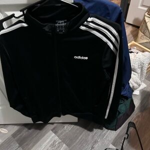 Adidas Black Track Jacket with White Stripes